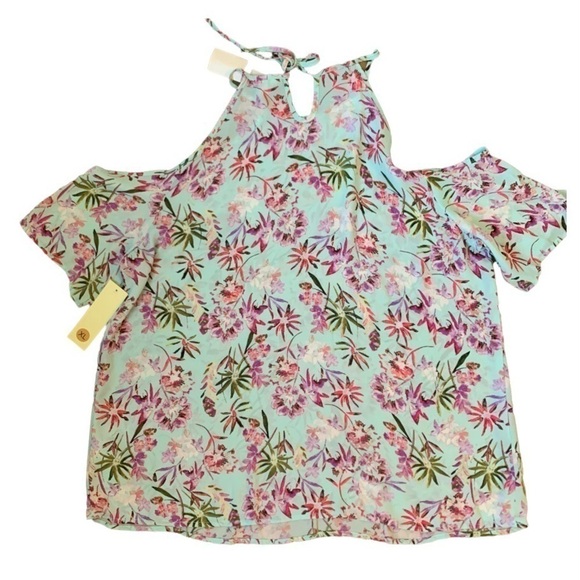 TACERA Cold Shoulder Floral Cottagecore Top XL NEW - Picture 3 of 6